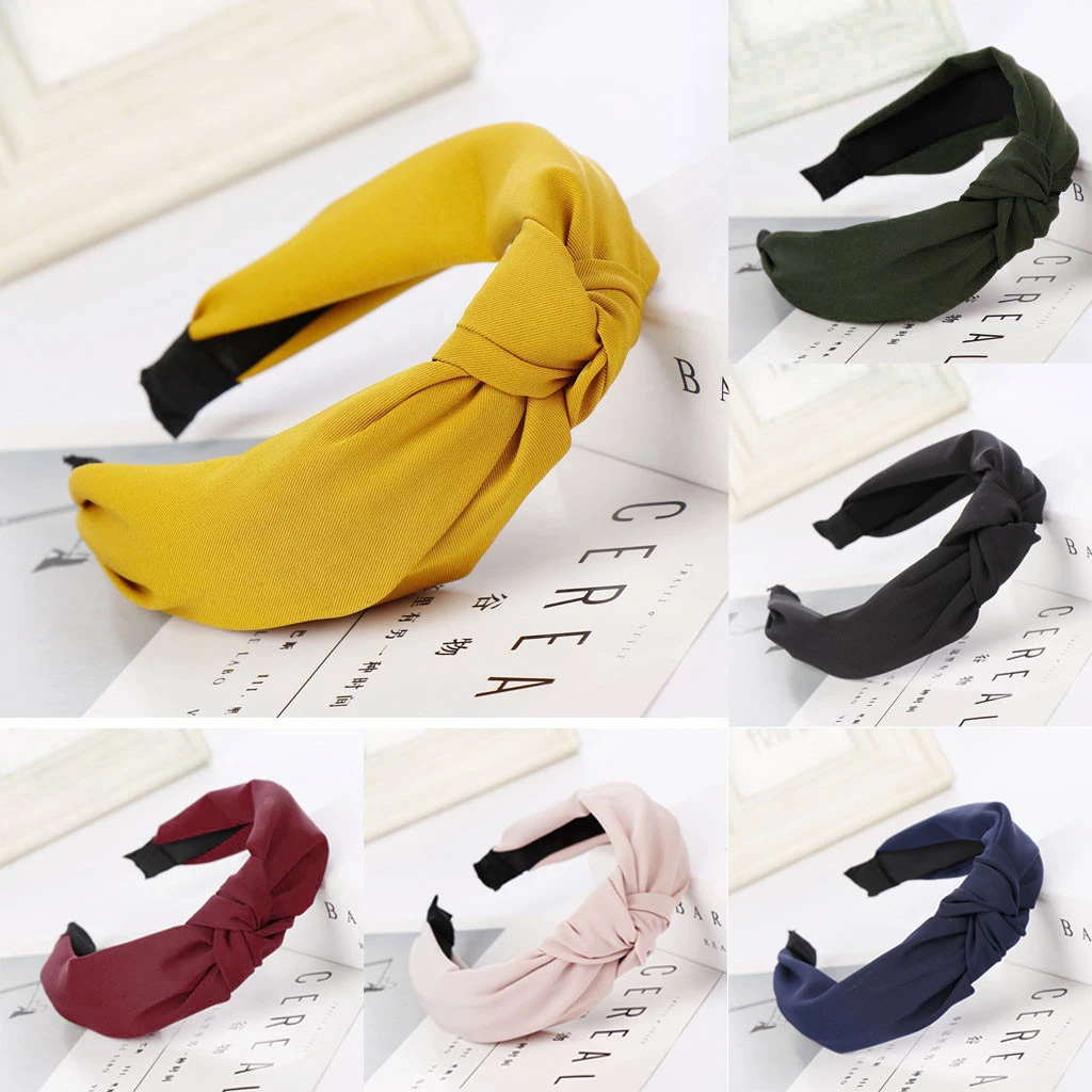 Simple Cloth Headband Women New Fashion Brief Cross Soft Bow Knot Turban Hairband Comfortable Seaside Girls Sweet Solid 1111