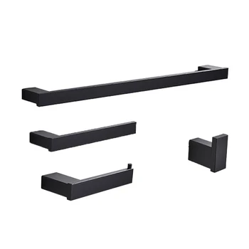 

4Pcs/set Stainless Steel Bathroom Hardware Set Black Matte Paper Holder Sundries Holder Towel Bar Bathroom Accessories