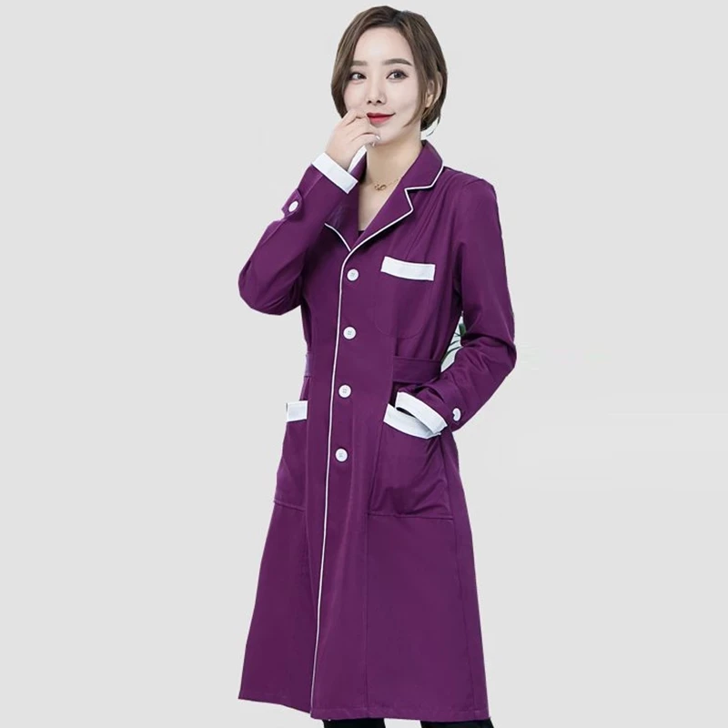 Beauty Salon Work Wear High quality Spa Uniforms Tattooist Work clothing Lab Coat Summer Purple Long Sleeve Scrubs Uniform New