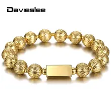 10 мм роскошный золотой браслет из нержавеющей стали с бусинами, персонализированный браслет с гравировкой имени на заказ для мужчин и женщин, растягивающийся DPZ021