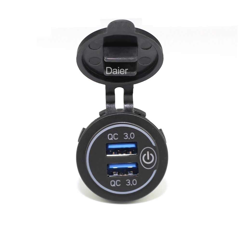 18 Вт 3.1A автомобильное зарядное устройство Quick Charge 3,0 Универсальный двойной USB адаптер Разъем питания с сенсорным выключателем для автомобильного мобильного телефона синий светодиодный