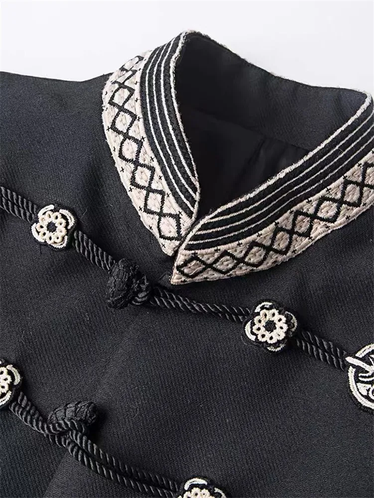 Spring Luxury Vintage Embroidery Women Formal Coat Runway Designer Double Breasted Female Party Overcoat trench