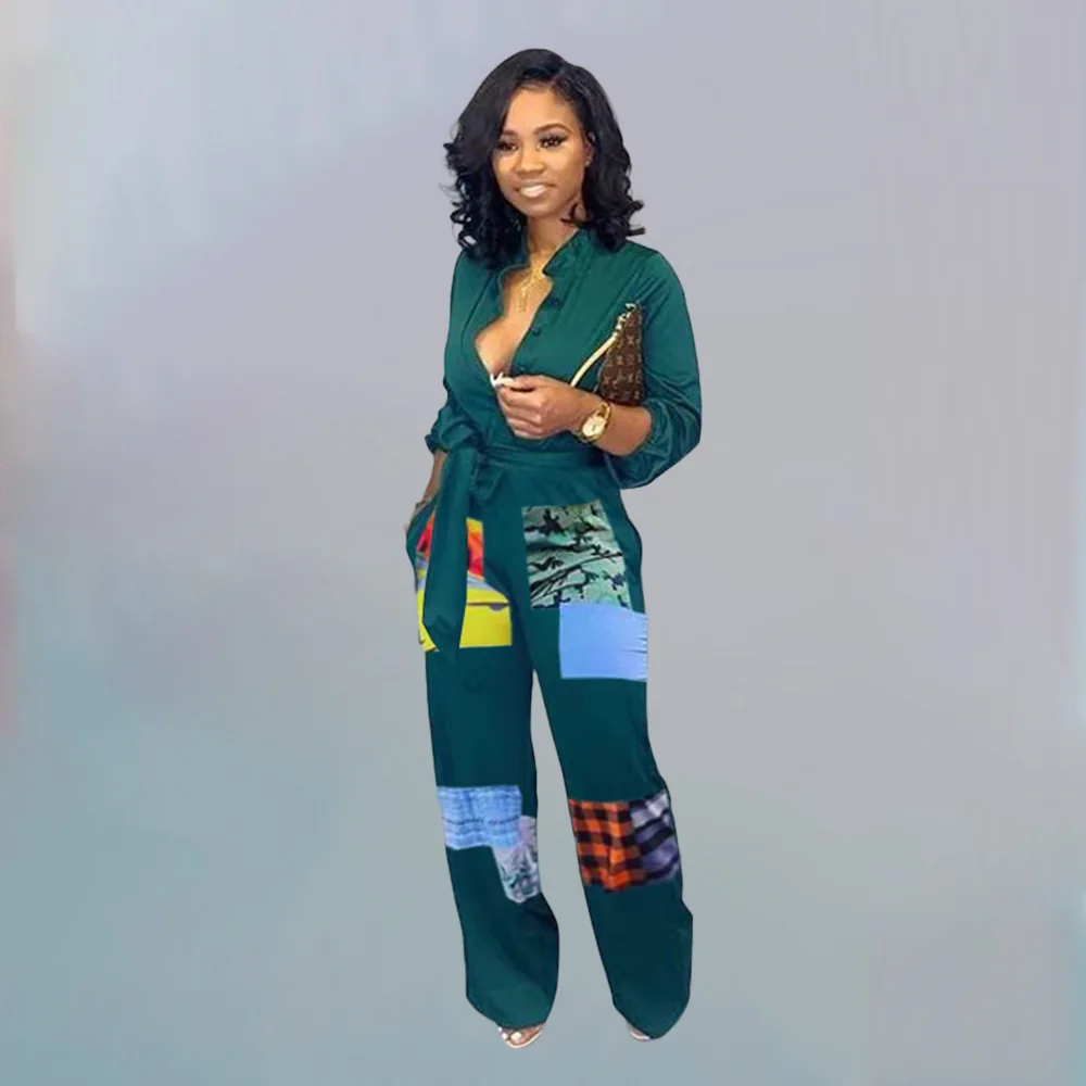 Black Elegant Casual Long Jumpsuit Patchwork Bodycon Women Green Jumpsuits New 2020 Autumn Streetwear Sexy Rompers Outfits |