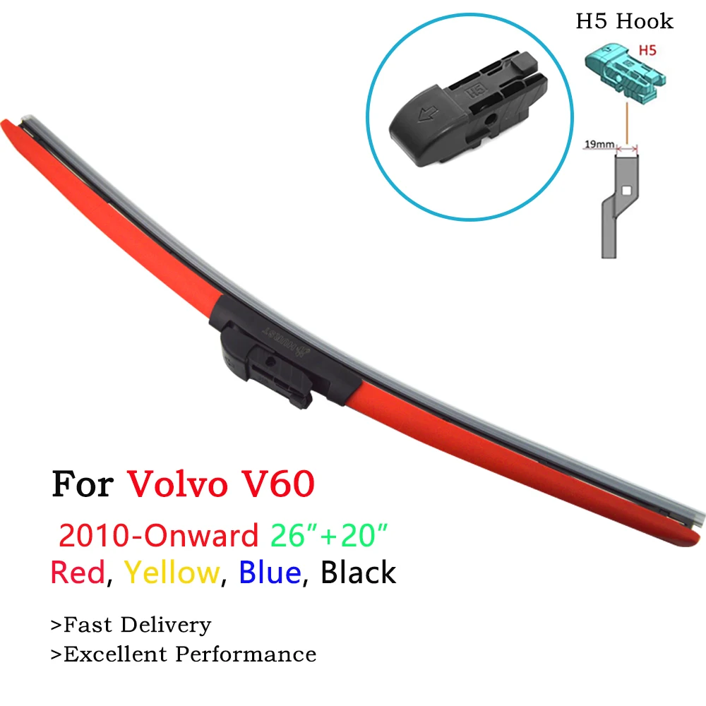 

HESITE Colorful Windshield Wipers For Volvo V60 Cross Country CC Model Car Front Windscreen Wiper Blades Hybrid Frameless Yellow