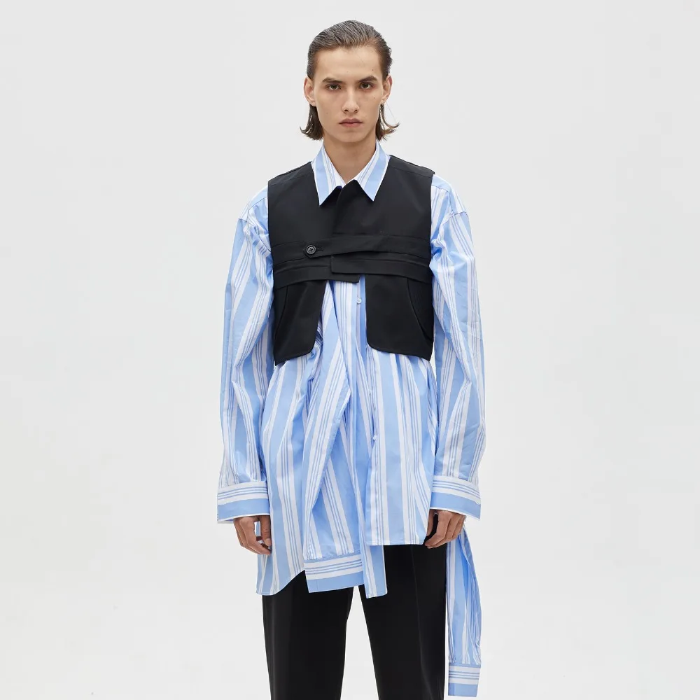 

S-6XL 2023 New Men's Clothing Hair Stylist GD Fashion Original Irregular Model Vest jacket Plus Size Stage Singer Costumes