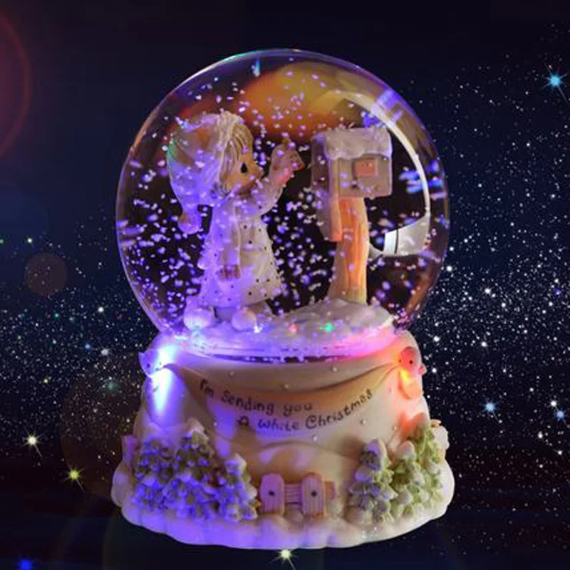 Overall rotation Princess Music Box Snow Globe Crystal Ball Music Box Craft Home Decor Valentine's /Wedding Gift Xmas's the Best Present for Girl - Цвет: Overall rotation