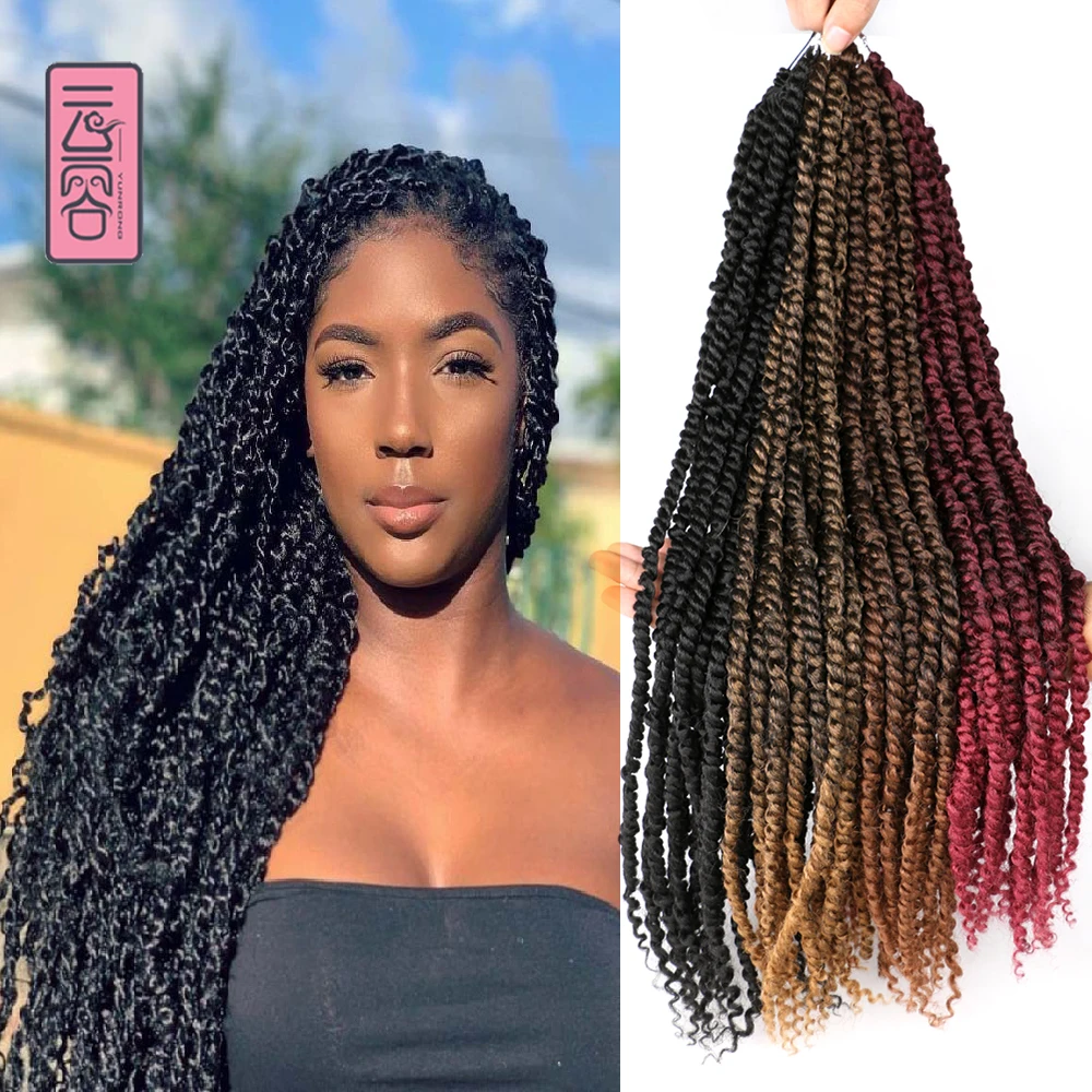 Synthetic Pre Looped Passion Twist 24Inches 16Strands Bomb Twist Crochet Braiding Hair YunRong Faux Locs yunrong bone straight hair bundles 1b 30inches synthetic weft bulk for women straight hair full to end