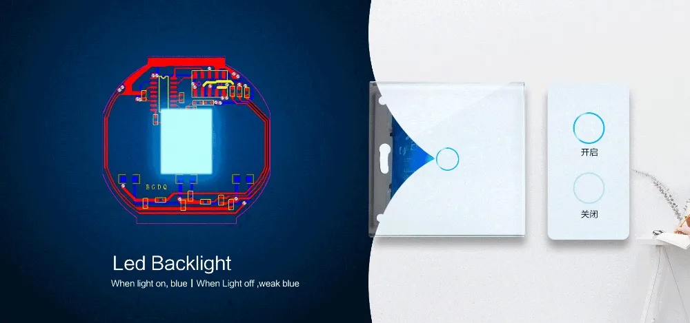 Сенсорный выключатель Bingoelec, стандарт ЕС, сенсорный экран, настенный выключатель, стеклянная панель, 1 комплект, 2 комплекта, 3 комплекта, 1 способ, светильник