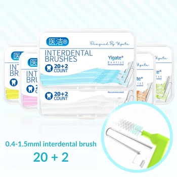 

22PCS Dental Floss Interdental Brush 0.4mm-1.5mm L Shaped Interdental Brush Cleaner Orthodontic Wire Brush Toothbrush Toothpick