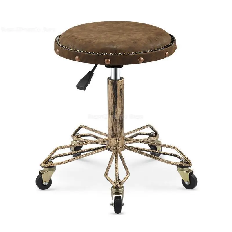 Регулируемые по высоте стулья для вышивки ногтей с высокой эластичной губкой ретро бронзовое парикмахерское кресло вращающееся подъемное кресло для красоты - Цвет: Style 11