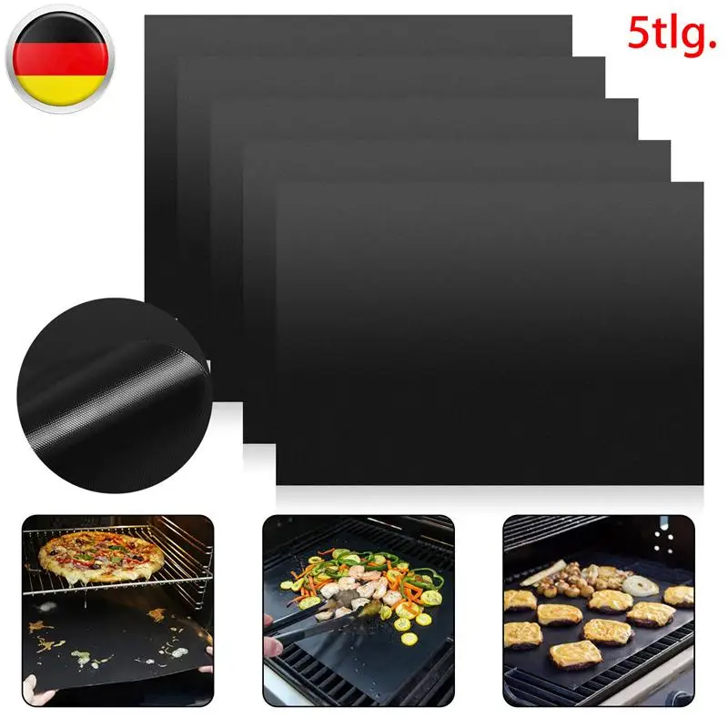 8pcs BBQ Oven Grill Mat Heat Resistant Non-Stick BBQ Grill Sheet Oven Pan Liners Baking Pad Mat