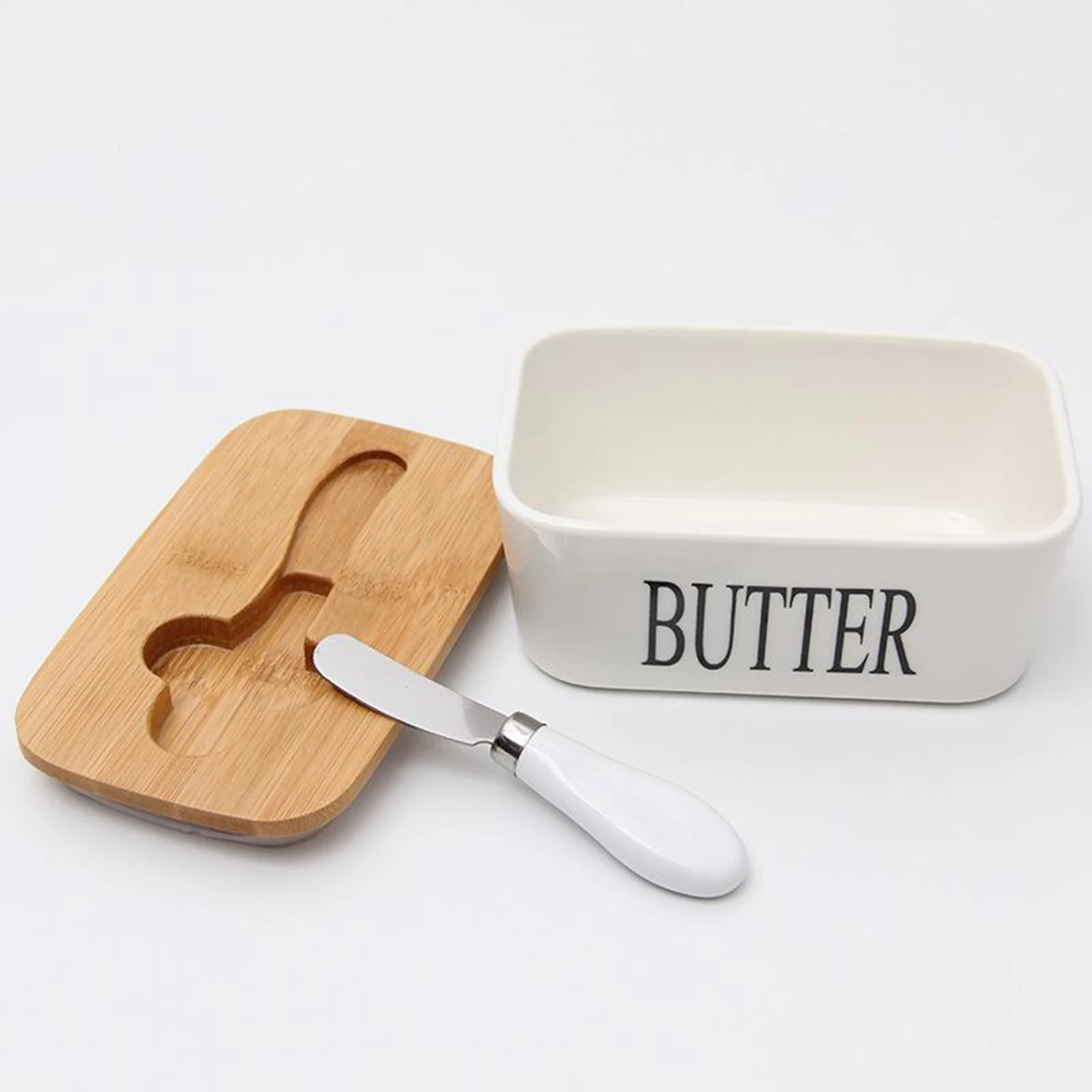 Airtight Butter Dish with Knife Porcelain Butter Keeper Container with Lid Airtight Butter Dish with Knife Porcelain Butter Keeper Container with Lid