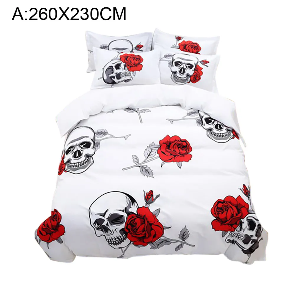 

Ouneed one quilt cover two pillowcases Digital printed bedding three-piece set without sheets Lining Double-Layer Duvet Suit