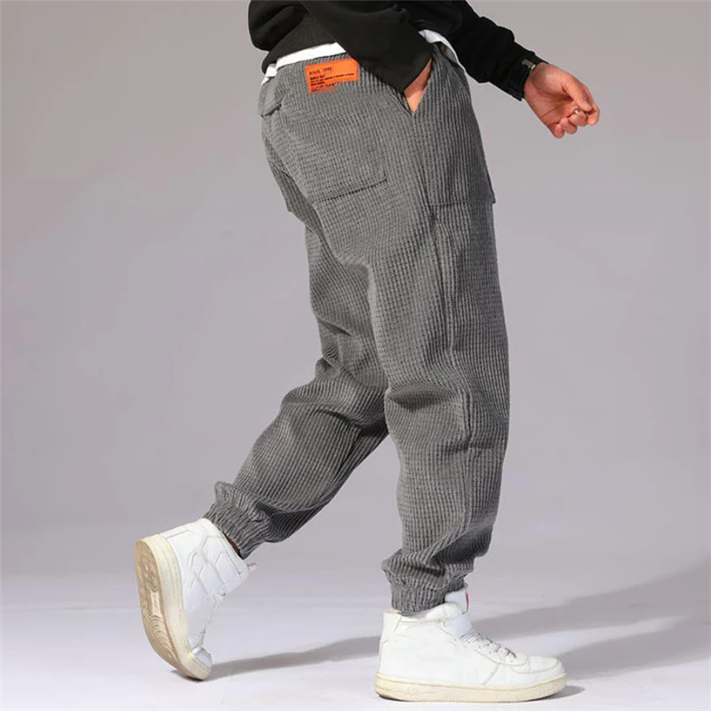 Autumn Winter Men Harem Pants Hip Hop Outdoor Male Baggy Jogging Corduroy Pants New Fashion Streetwear Thick Men's Trousers men harem pants