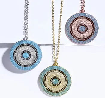 

evil eye multicolor micro pave cz zircon cubic zirconia necklace copper Clavicle gold plated Snake Chain Choker Pendant yh3g