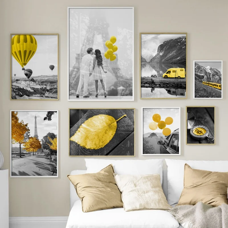 

Mountain Lake Paris Tower Train Travel Nordic Posters And Prints Wall Art Canvas Painting Wall Pictures For Living Room Decor