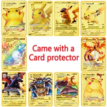 Cartas de Metal de Pokémon Vmax Bikachu Charizard, juego de colección de cartas de Vmax dorado, regalo de batalla, tarjetas de colección de juegos para niños