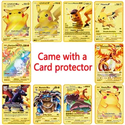 Cartes Pokemon en métal Vmax Bikachu Charizard doré, carte de Collection, jeu de combat, cadeau pour enfants 