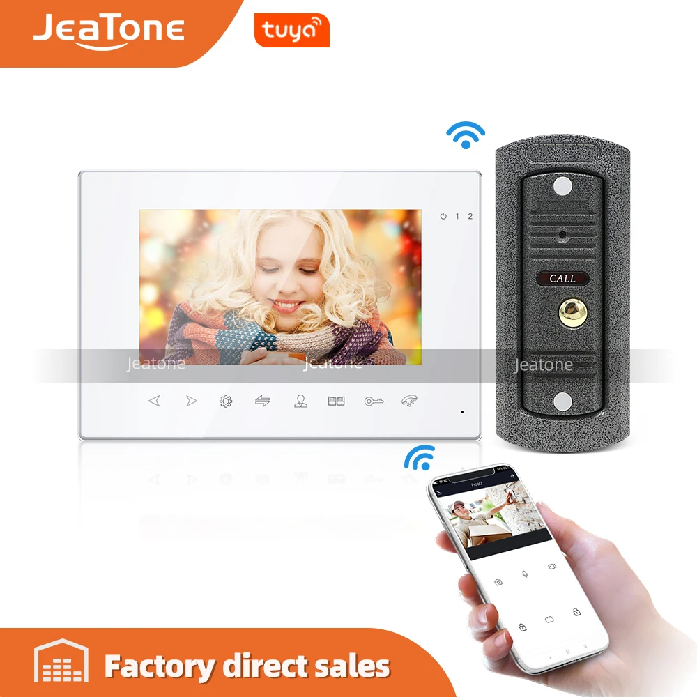 

JeaTone 7" Tuya Wifi Monitor Video Door Phone Video Intercom, with Multi-language, Support Remote Phone Control, Motion Detect