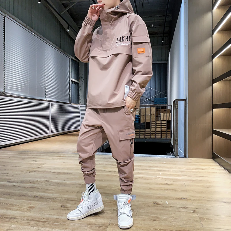 2020 Workwear jacket men's Hooded Jacket+Pants 2PC Sets baseball loose Pullover coat & Long Pants Mens Clothing 2020 Workwear jacket men's Hooded Jacket+Pants 2PC Sets baseball loose Pullover coat & Long Pants Mens Clothing