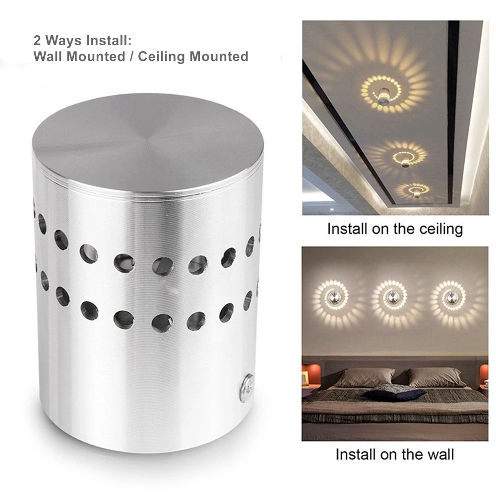 Modern Minimalist Spiral Hole Wall Light RGB Light Effect 3W Aluminum Wall Lamps For Party Bar Living Room KTV Home Decoration Modern Minimalist Spiral Hole Wall Light RGB Light Effect 3W Aluminum Wall Lamps For Party Bar Living Room KTV Home Decoration