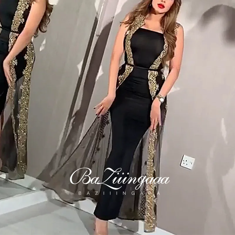 BAZIIINGAAA Luxury Evening Dresses Long Woman Gown 2021 Sequins Robe De Soir Parties Plus Size Bride Dress Prom Party Gowns | Свадьбы и