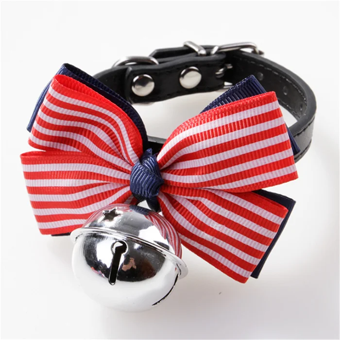 Pet Dogs Collars Retractable Puppy Collars With Bell Christmas Gift Cat Collar Breakaway Double Layer Bowknots Collars - Цвет: 14