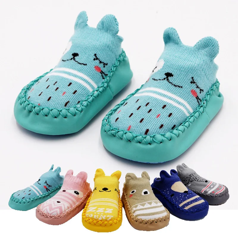 

2019 Fashion Baby Socks with Rubber Soles Infant Sock Newborn Autumn Winter Children Floor Socks Shoes Anti Slip Soft Sole Sock