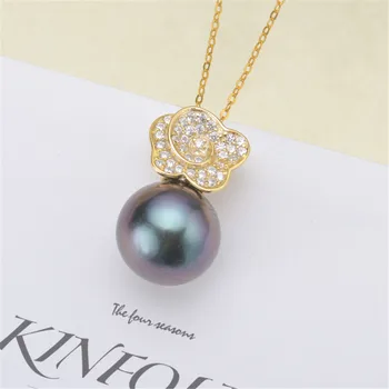 

DIY pearl accessories S925 sterling silver pearl pendant with angel pendant with 7-8mm round flat beads