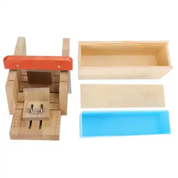 

1000ml Oak Silicone Soap Cake Mold Soap Cutter with Scale 2-Way Open Lid Wooden Box DIY Tool