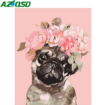 

AZQSD DIY Oil Painting By Numbers On Canvas Dog Handpainted Acrylic Paint Coloring By Numbers Cartoon Unframe Unique Gift