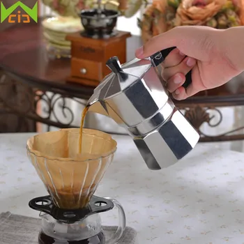 

1PC 50/150/450ml Coffee Pot Stove Top Coffee Maker Pot Electrical Moka Espresso Cup Aluminum Coffee Latte Percolator Coffeeware