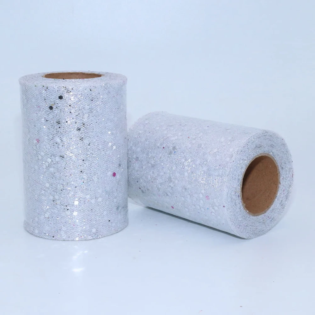 Fabric Mesh Yarn Sequin Net Fabric Tulle Spool Rolls Weddings Party Costume Decoration