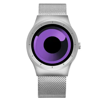 

Men Quartz Watch Stainless Mesh Strap Spiral Pattern Round Dial Watches Exquisite Workmanship Casual High Quality