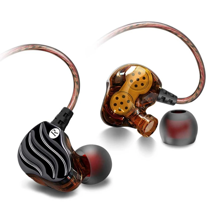 QKZ KD4 In Ear Subwoofer Headphones Mobile Phone Music MP3 Dual Unit Subwoofer Headphones