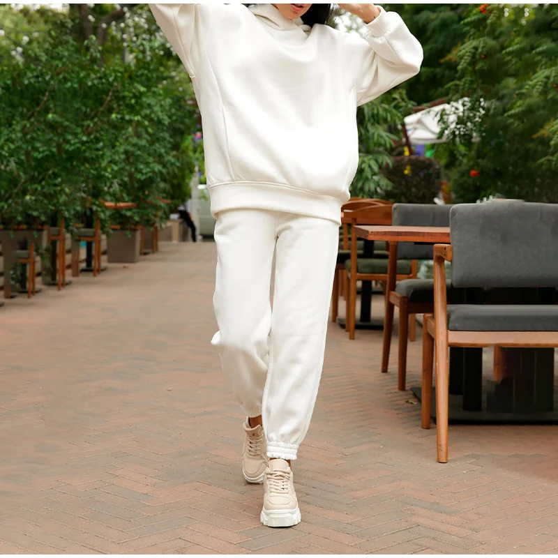 Two Piece Set Casual Fleece Tracksuit Women Winter 2021 Women's Sets Oversized Hooded Long Sleeve Hoodie Sport Pants Lady Suit