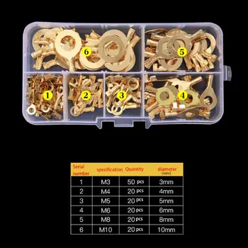 

Assorted 150pcs Brass Ring Cable Lug Ring Eyes Copper Crimp Cable Connector Wire Y98E