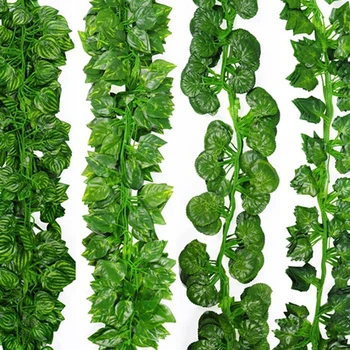 

4Styles Plastic Green Simulation Plant Fake Leaves Rattan Classic Home Decoration Artificial Plastic Begonia Leaf Tree Leaves