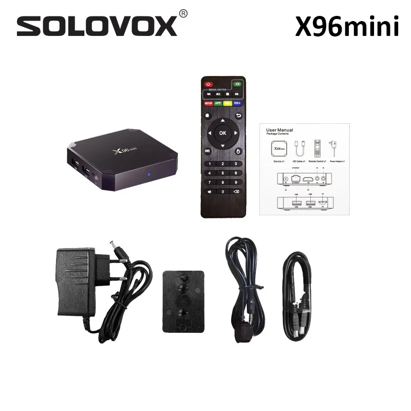 SOLOVOX X96 мини тв приставка ос Android 7,1 смарт тв приставка 2 гб 16 гб четырехъядерный процессор Amlogic S905W 2,4 ггц WiFi приставка 1 гб 8 гб X96mini