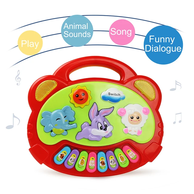 Baby Farm Animal Sound Piano Toy Playing Instruments Flashing Light Electric Keyboard Game Early Educational Toys Gift for Kids 4