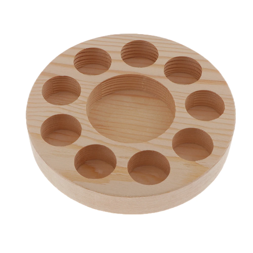 Round Pine Wood Essential Oil Case Display Stand Storage Organizer Rack 10Slot
