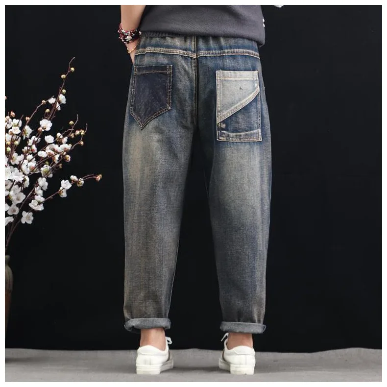 Max LuLu Kroean Модные осенние джинсовые брюки женские джинсы с вышивкой Женские винтажные уличные повседневные шаровары больших размеров