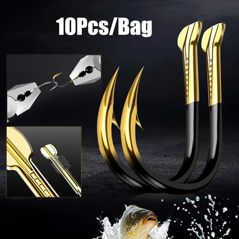 

10Pcs/Bag High Quality Fish Hook Barbed Colored Tungsten Alloy Bulk Fishing Hook Fishing Supplies