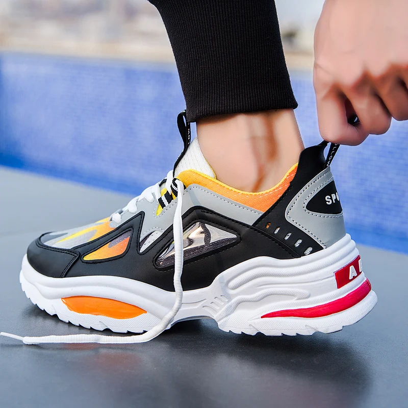 

Couple Men Running Shoes ABO Height Increasing Comfortable Jogging Sport Shoes Lace Up Quality Big Size 46 Stylish 2020 Sneakers