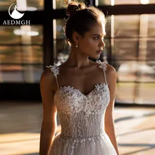 

Aedmgh Fairy Wedding Dresses 2022 Sweetheart Spaghetti Straps Court Train Robe De Mariage Appliques Beading Tulle Bridal Gowns