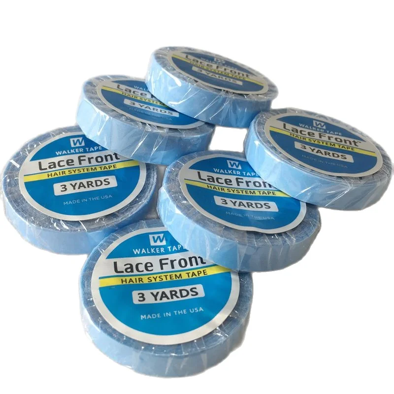 wholesale 20 rolls 3 yards Blue lace front support tape for tape hair extension