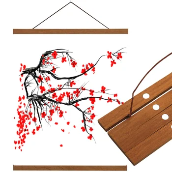 

Hanging Painting Red Cherry Blossoms Flower Scroll Painting Living Room Wall Decoration Artwork Classic Scrolls Poster