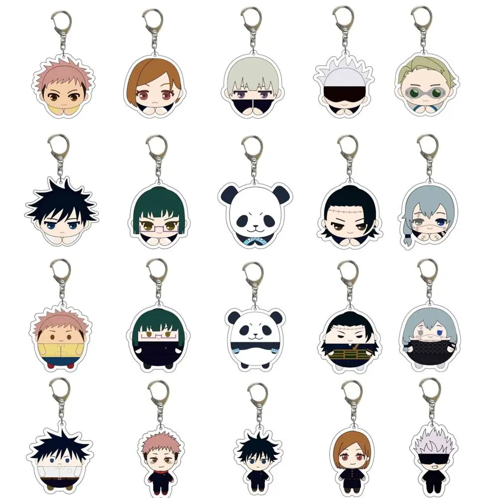 20pcs/lot Anime Jujutsu Kaisen Key Chain Acrylic Cartoon Figure Yuji  Itadori Kugisaki Nobara keychain Holder Key Ring Wholesale