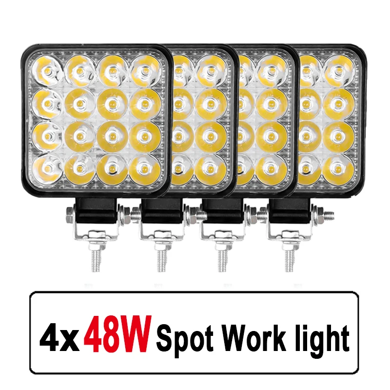 4X 12/24V ROUND LED Work Light Spot Beam Lamp Forklift Tracktor  Backhoe Hackhoe