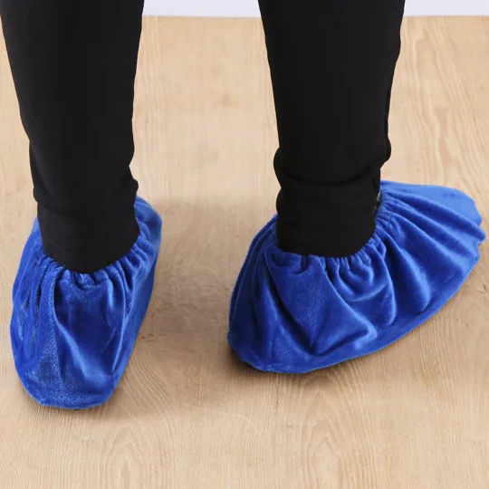 

Flannelette Shoe Cover Room Shoe Cover Household Cloth-Repeated Washing Booties Indoor Wear-Resistant Thick Non-slip Sole Studen